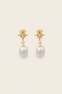 Starkeeper Southern Star Pearl Drop Studs Gold Plated