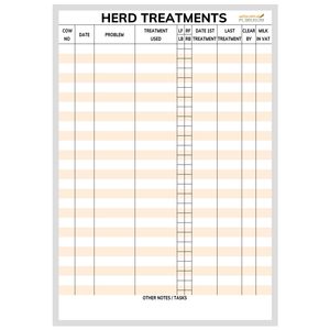Herd Treatment Board whiteboard - 26 Cows - 1000x700mm - Whiteboards NZ