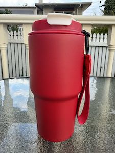 Travel Bottles: 590ML Travel Insulated Coffee Cup Stainless Steel Double Wall Red