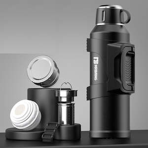 Travel Bottles: 4L Insulated Water Bottle Stainless Steel Travel Jug Black