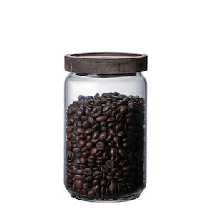 Storage Containers: 750ML Glass Canister with Wooden Lid