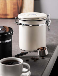 1.5L Coffee Container and Spoon Airtight Coffee Bean Canister Beige