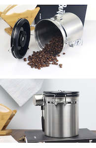 1.2L Coffee Container and Spoon Airtight Coffee Bean Canister Silver