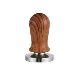 Coffee Tamper: Calibrated Spring Coffee Tamper with Stainless Steel Base and Wooden Handle 58mm