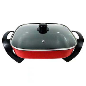 Kitchen Fryers: Square Electric Frying Pan 6L Red