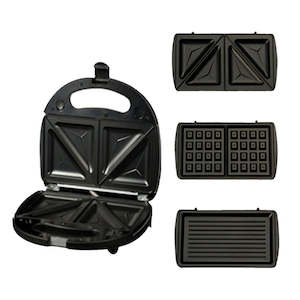 Snack Makers: Multi-Function Sandwich Press 3-in-1 750W Black