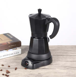 Hot Deals: 300ML Aluminium Electric Moka Pot – Black (6-Cup)
