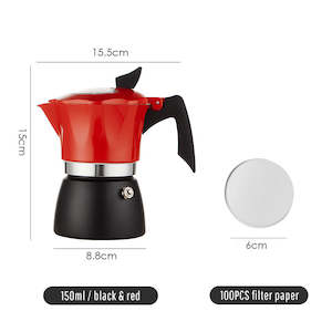 Clearance: Aluminum Moka Pot with Transparent Lid 150ML – BLACK & RED