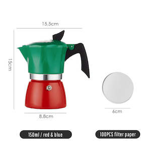 Aluminum Moka Pot with Transparent Lid 150ML – GREEN & RED