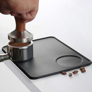 Coffee Tamper: Black Flat Silicone Coffee Tamping Mat