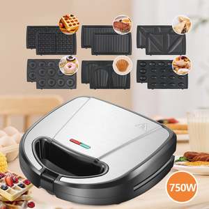 Snack Makers: Multi-Function Sandwich Press 6-in-1 Silver
