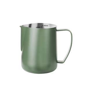 Milk Jug: 400ML Stainless Steel Milk Frothing Jug – Green with Measurement Marks