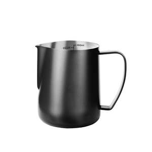 400ML Stainless Steel Milk Frothing Jug – Black with Measurement Marks