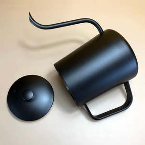 600ml Black Stainless Steel Gooseneck Kettle with Lid