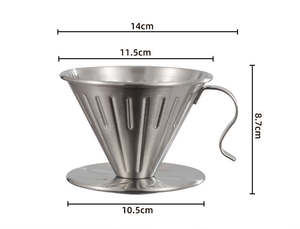 Stainless Steel Pour Over Coffee Filter V2 – Large V60 Style Dripper