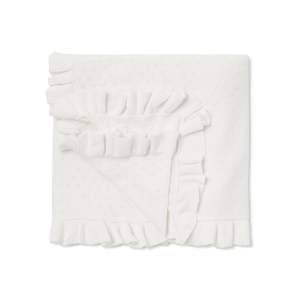 Blankets: Organic Cotton Ruffle Knit Blanket | Ivory