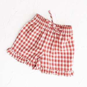 Cinnamon Baby | Crimson Gingham Frill Shorts