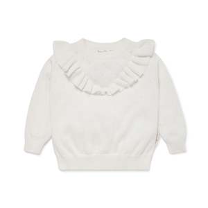 Knit: Organic Cotton Ruffle Knit Jumper | Ivory