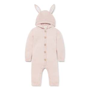 Rompers: Organic Cotton Knit Romper Mauve | Bunny Ears