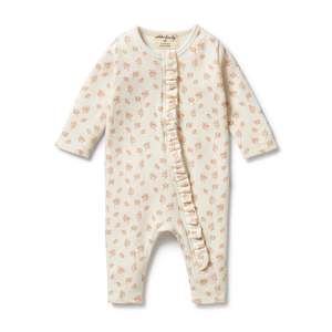 All In Ones Jumpsuits: Organic Cotton Waffle Ruffle Zipsuit | Winter Bloom (LUCKY LAST!)