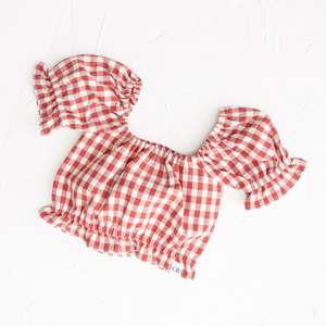 New: Cinnamon Baby | Crimson Gingham Frill Top