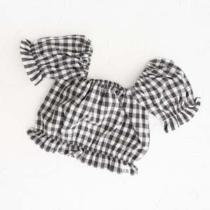 Cinnamon Baby | Black Gingham Frill Top