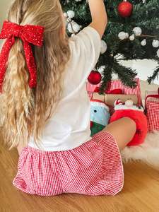 billy mae | gingham frill shorts - cherry red