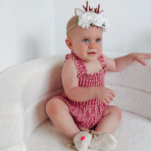 billy mae | shirred romper - cherry red