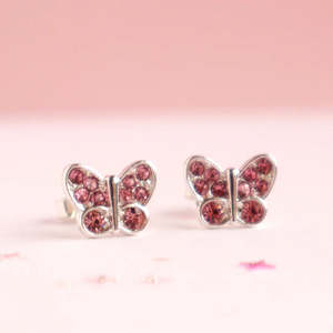 Lauren Hinkley | Pink Crystal Butterfly Earrings in Fairy Magic Trinket Box