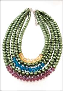 Necklaces & Pendants: 5 Strand Jewel Tones