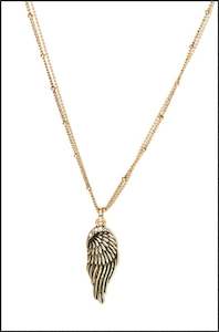 Necklaces & Pendants: Whitehot Wing/Gold Necklace