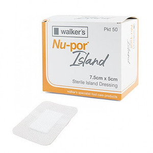 Dressings Gauzes: WALKERS NU-POR STERILE ISLAND DRESSINGS BOX OF 50 7.5CM X 5CM