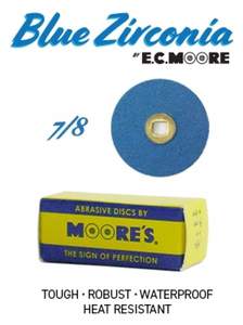 MOORES BLUE ZIRCONIA SANDING DISCS - ALTERNATIVE TO PLASTIC DISCS