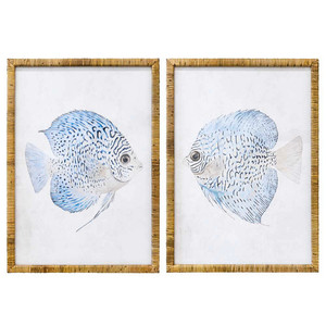 Products: Ocean Blues Fish Collection - framed White Sands Interiors