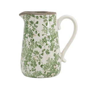 Products: Green Speckled Flower Pitcher Large White Sands Interiors