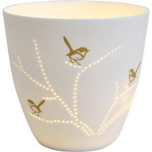 Porcelain Cup Tealight Holder Bird White Sands Interiors