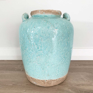 Candia Ceramic Vase Turquoise Large White Sands Interiors