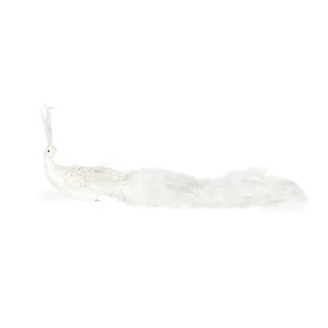 Feathered Peacock Tree Clip - White White Sands Interiors