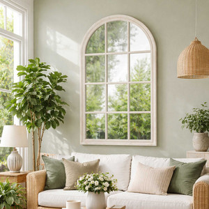 Vintage Cream Church Mirror - Rectangle White Sands Interiors