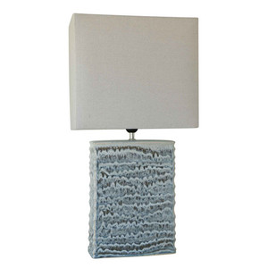 Products: Marine Glaze Ceramic Table Lamp – Blue with Linen Shade White Sands Interiors
