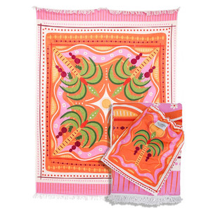 Products: Extra Large Beach Towel Palm Pinks White Sands Interiors