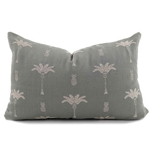 Palm Silk & Cotton Viscose Cushion Khaki Green 40cm x 60cm White Sands Interiors