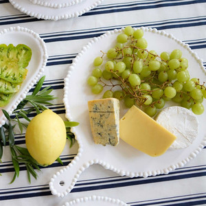 Products: Melamine Pearl Platter Handle Round White Sands Interiors