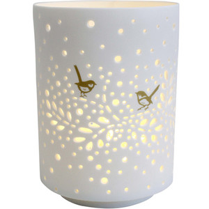 Porcelain Candle Holder Midnight Bird White Sands Interiors