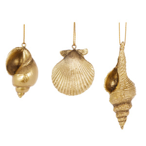 Gold Shell Ornaments (x3) White Sands Interiors