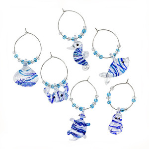 Ocean Wine Charms S/6 White Sands Interiors