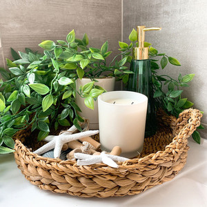 Products: Seagrass & water hyacinth trays (3 sizes) White Sands Interiors