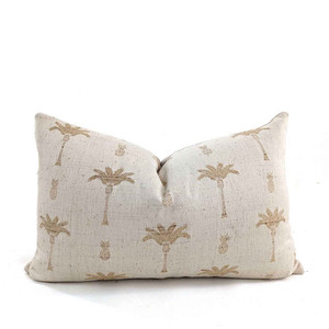 Gold & Natural Silk & Cotton Palm Tree Cushion Cover 40cm x 60cm White S&hellip;