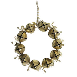 Christmas Bell Wreath Gold (small) White Sands Interiors