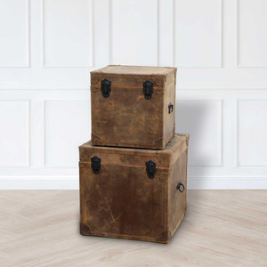 Nomad Vintage Leather Storage Trunks – Set of 2 White Sands Interiors